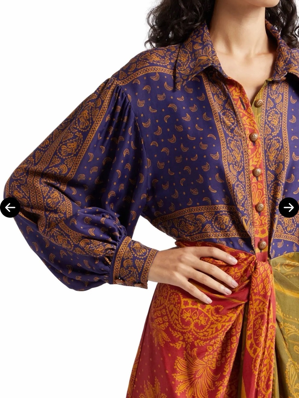 Multicolor Paisley Tie-Waist Midi Skirt - Picture 2 of 7